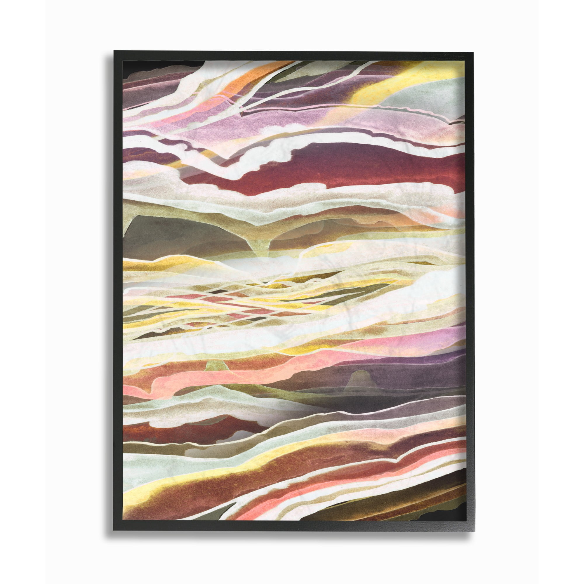 The Stupell Home Decor Collection Blue Pink Red Green Waves And Streams Abstract Framed Giclee Texturized Art, 11 x 1.5 x 14