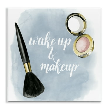 Stupell Industries Watercolor Wake Up & Make Up Beauty & Fashion Painting Unframed Art Print Wall Art, 12 x 12