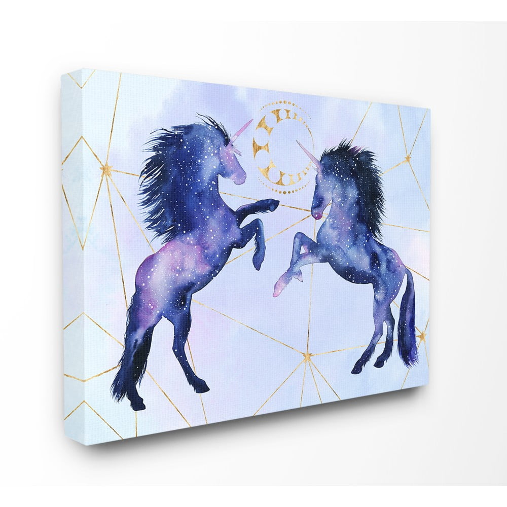 The Stupell Home Decor Collection Blue and Purple Universe Unicorns Stars and Space XXL Stretched Canvas Wall Art, 30 x 1.5 x 40