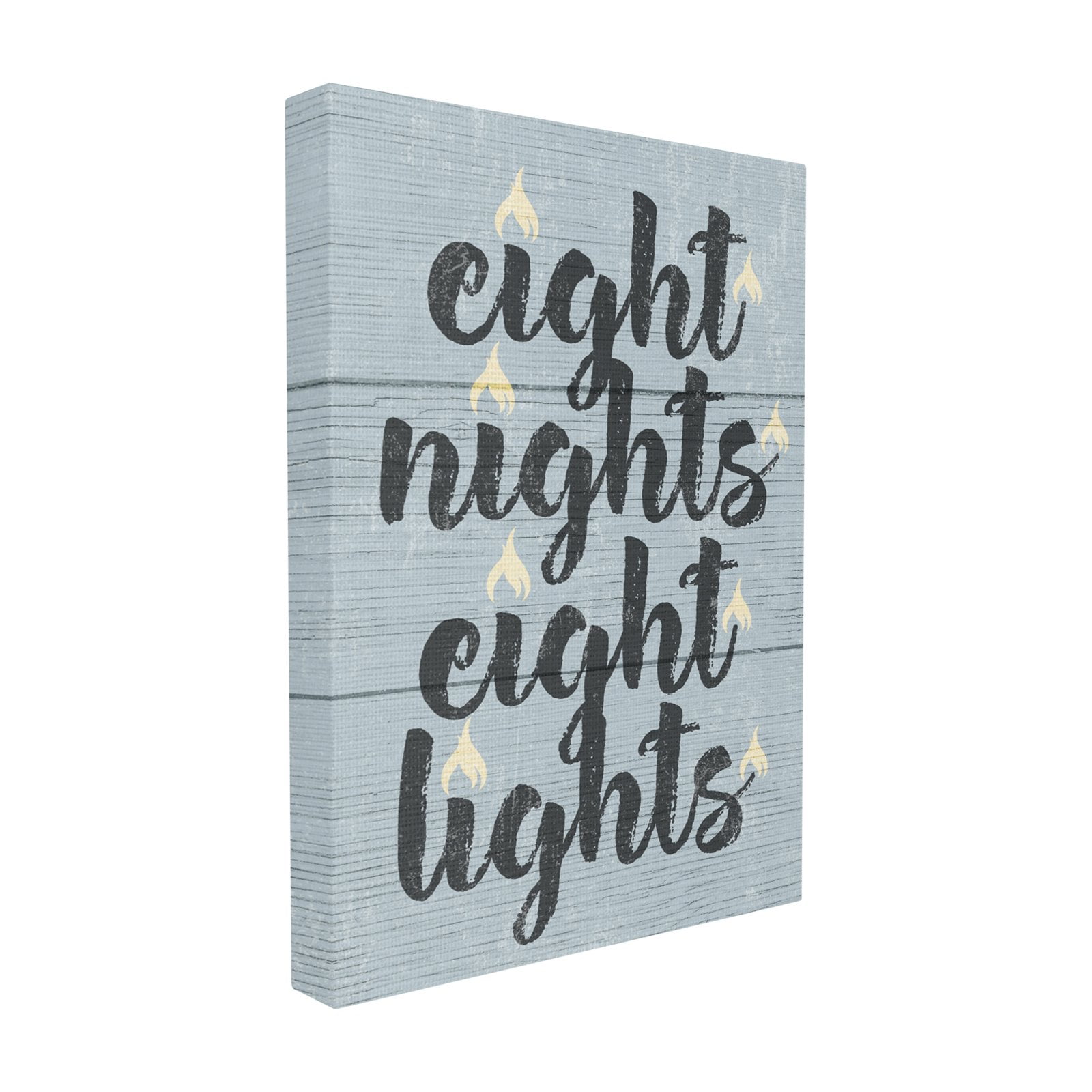 The Stupell Home Decor Collection Blue and White Hanukkah Eight Nights Eight Lights Typography Stretched Canvas Wall Art, 16 x 1.5 x 20