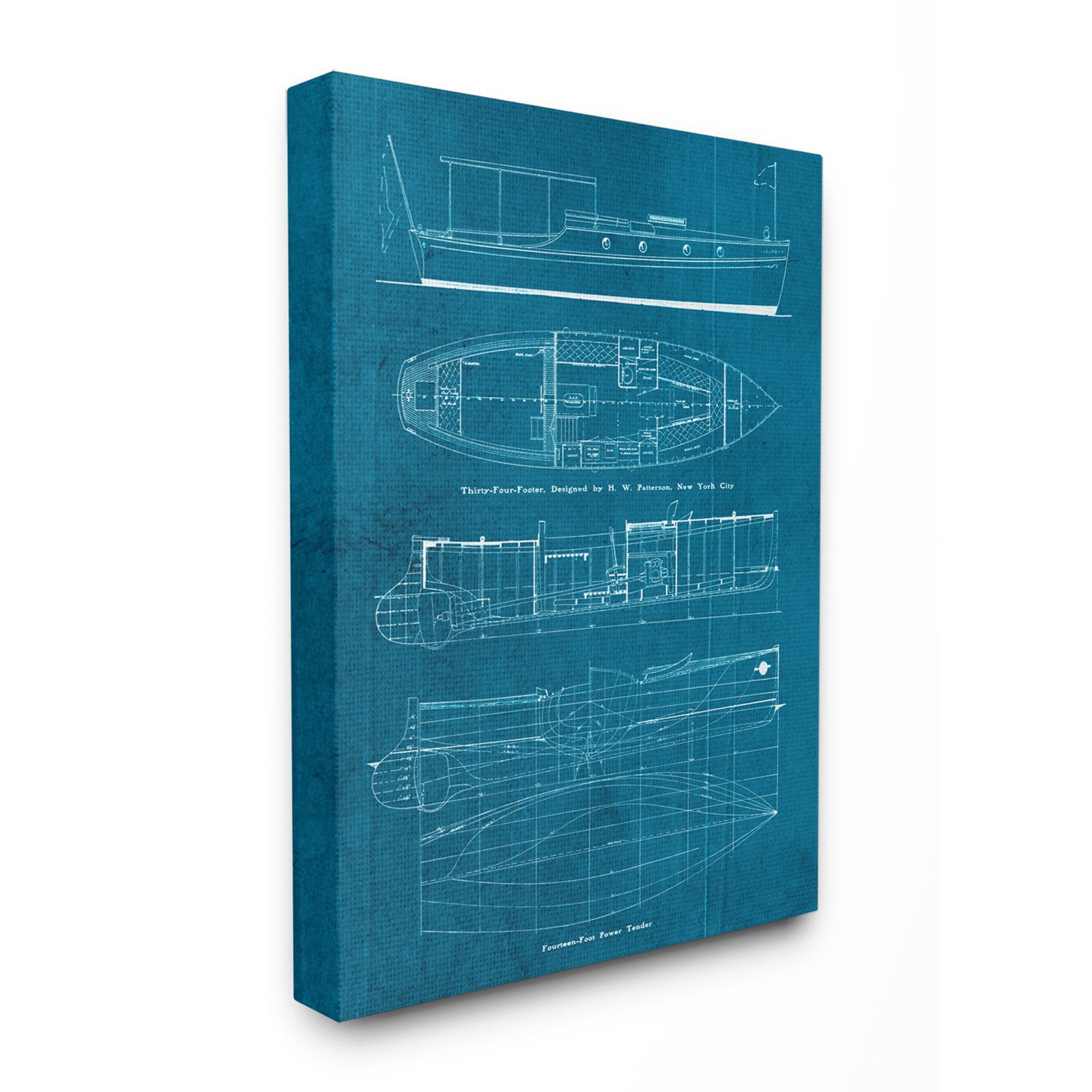 The Stupell Home Decor Collection Boat Blueprint Wall Art