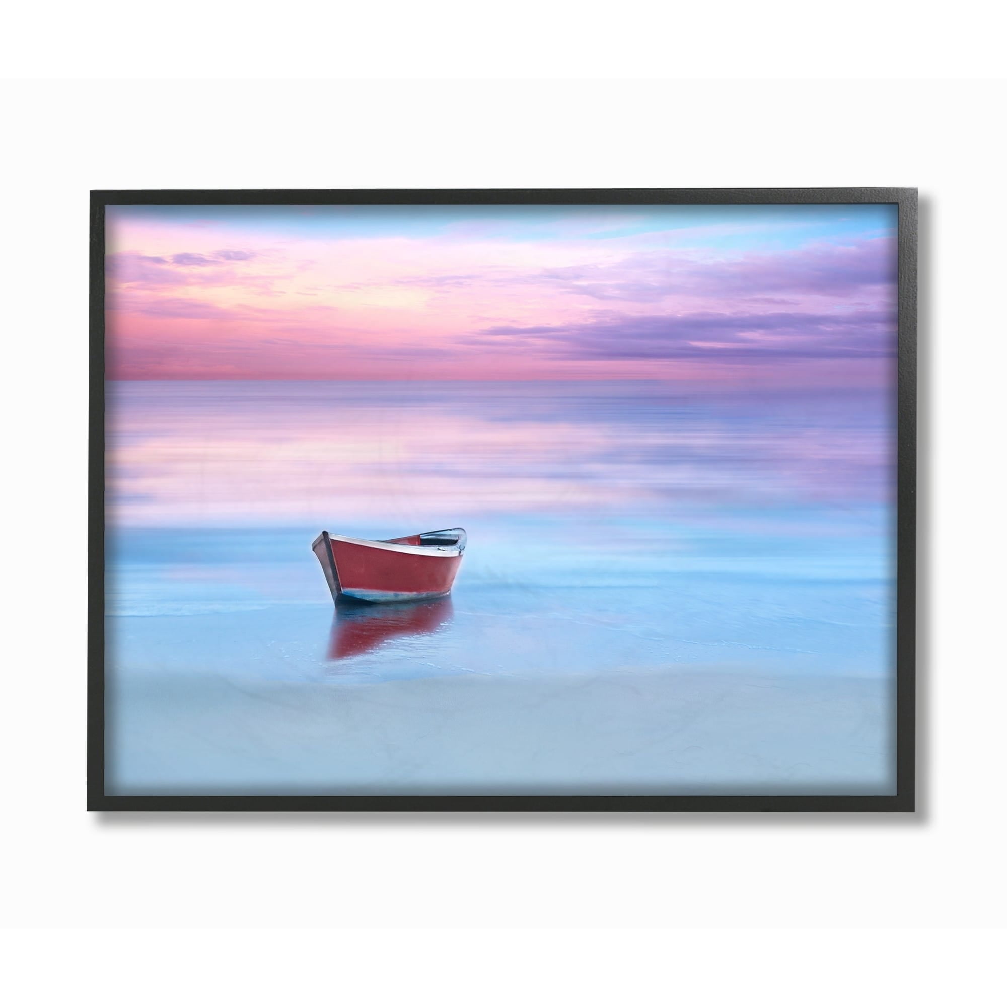 The Stupell Home Decor Collection Boat on a Calm Sea Ocean Horizon Photograph Framed Giclee Texturized Art, 11 x 1.5 x 14