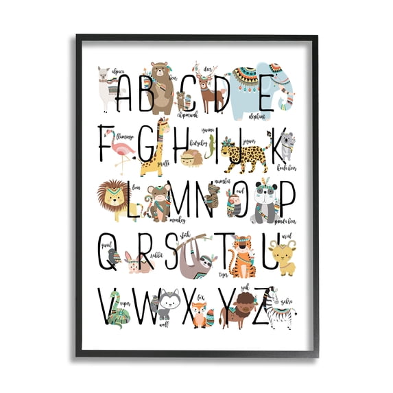 Stupell Industries Boho Animal ABCs Giclee Texturized Framed Art