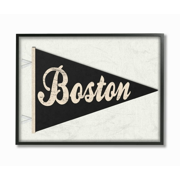 The Stupell Home Decor Collection Boston Pennant Black Wall Art