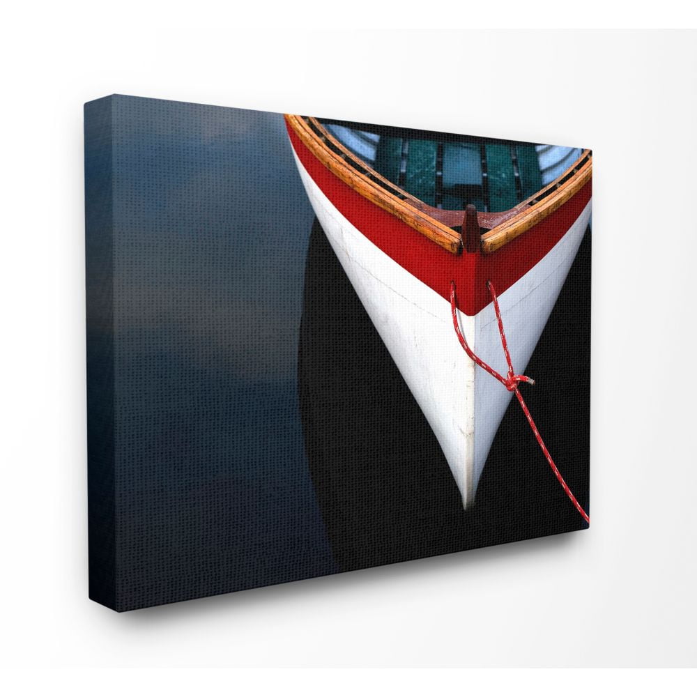 The Stupell Home Decor Collection Bow of a White Wooden Docked Boat Canvas Wall Art