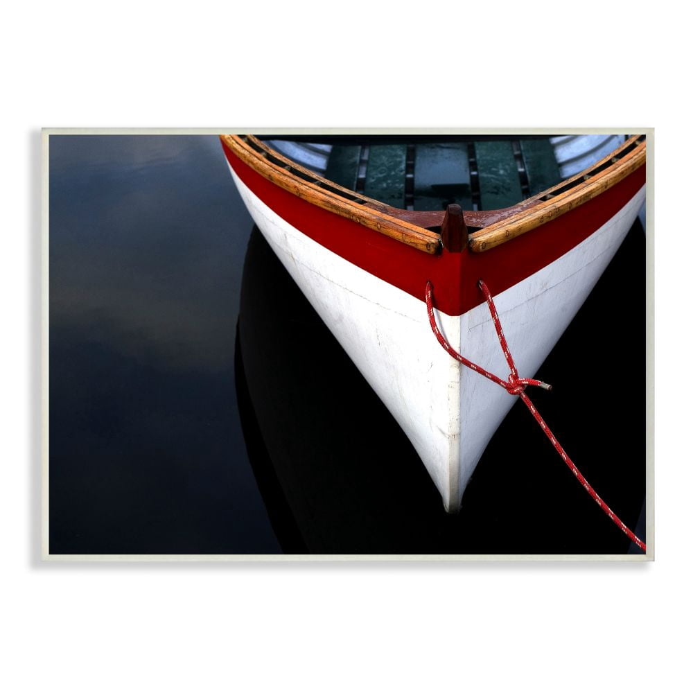 The Stupell Home Decor Collection Bow of a White Wooden Docked Boat Wood Wall Art