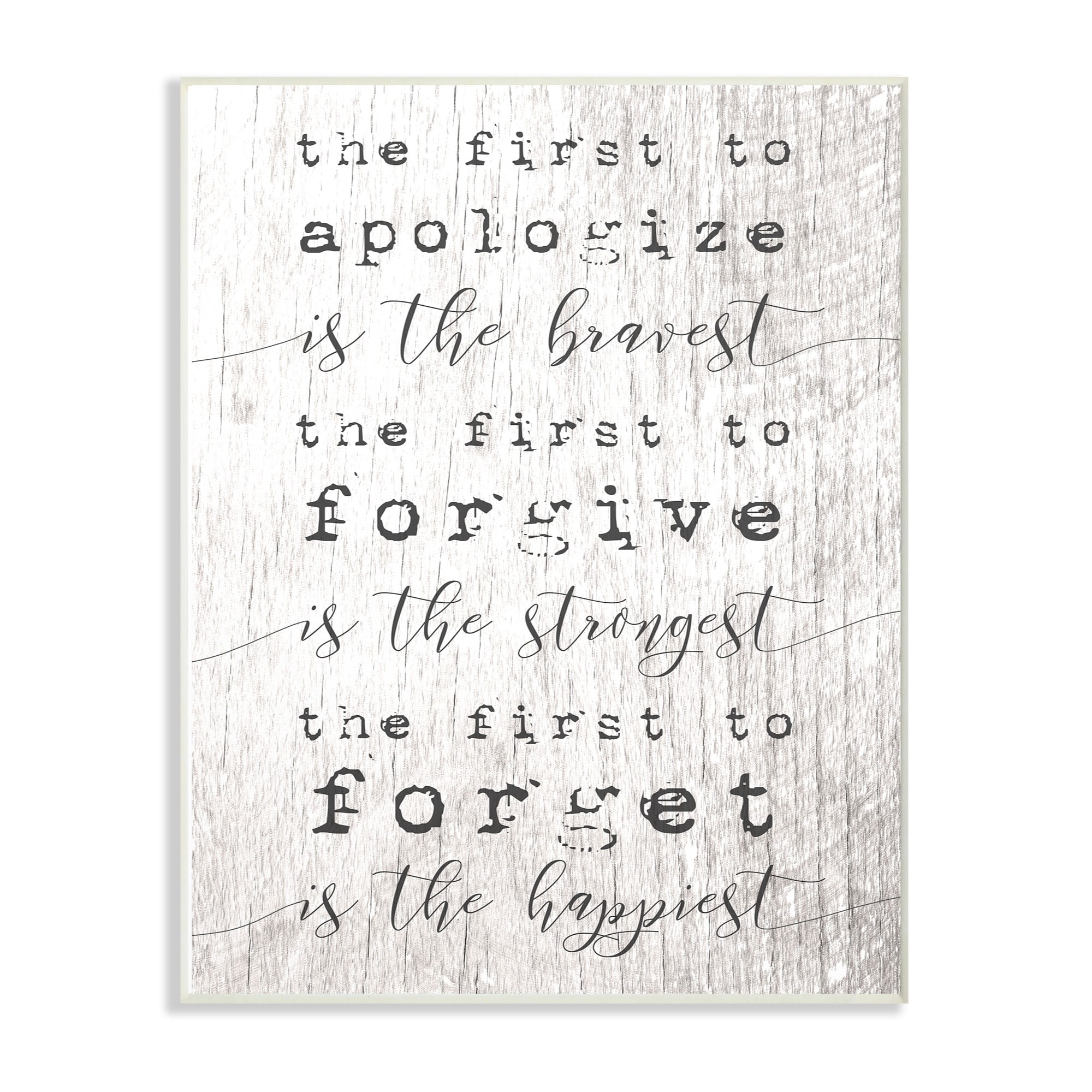 The Stupell Home Decor Collection Bravest Strongest Happiest Virtues Typography Oversized Wall Plaque Art, 12.5 x 0.5 x 18.5