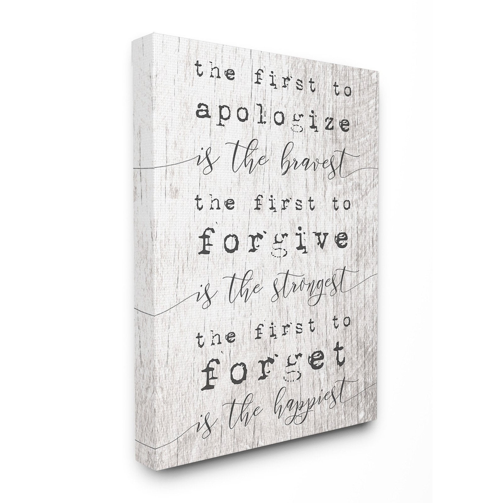 Bravest Strongest Happiest Virtues Typography Canvas Wall Art