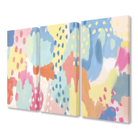 The Stupell Home Decor Collection Bright Life Abstract Colors Triptych Stretched Canvas Wall Art Set, 3pc, each 16 x 1.5 x 24