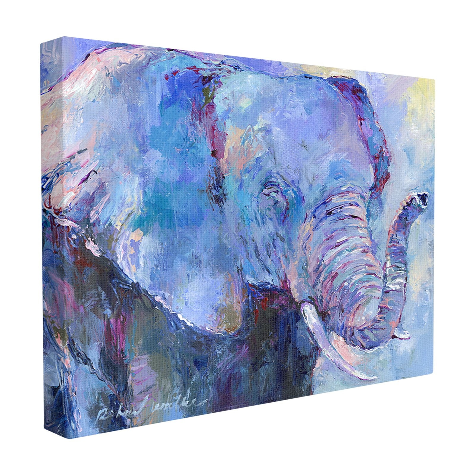 The Stupell Home Decor Collection Brightly Colored Blue and Purple Painted Elephant Portrait XXL Stretched Canvas Wall Art, 30 x 1.5 x 40