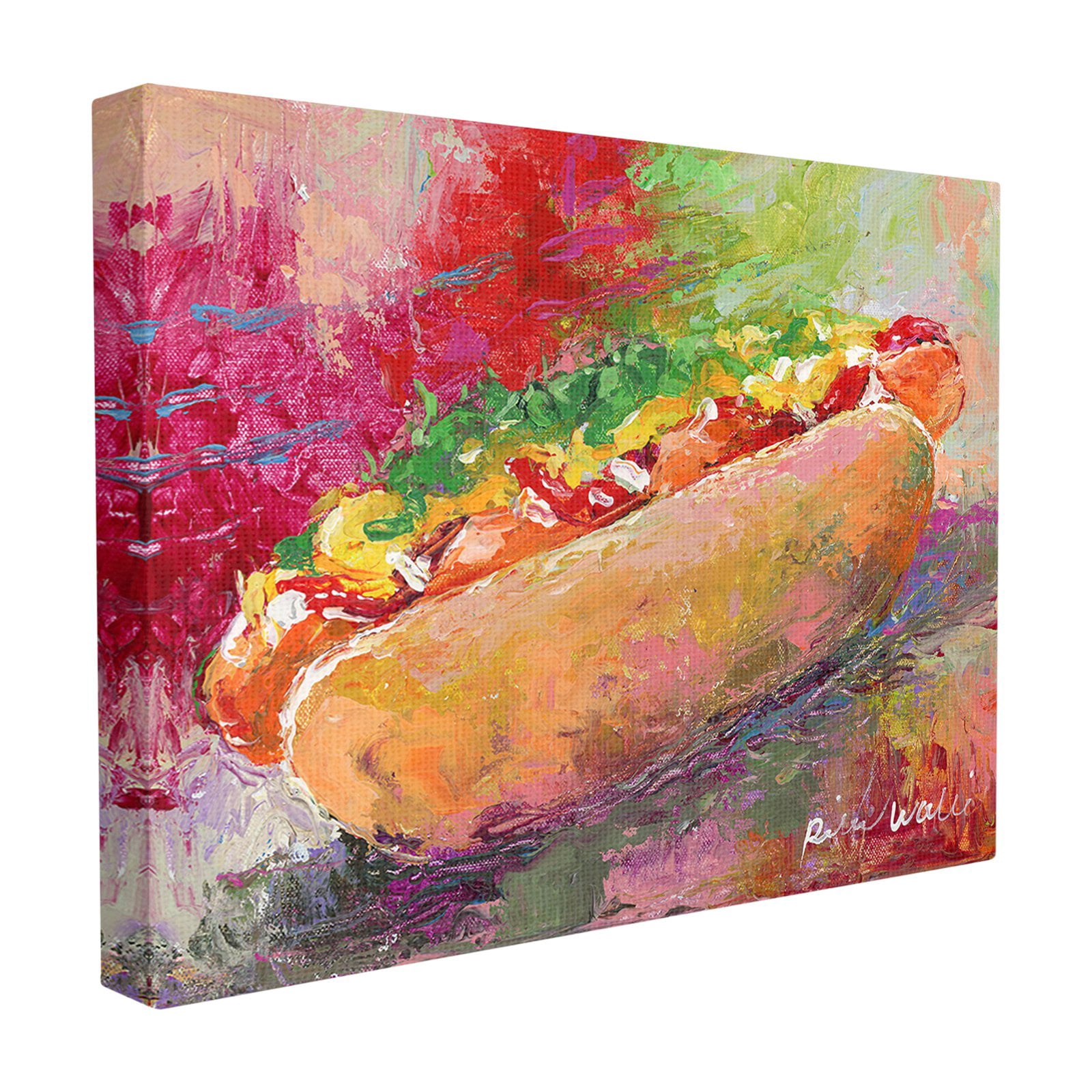 The Stupell Home Decor Collection Brightly Colored Hot Dog Still Life Food Painting Oversized Stretched Canvas Wall Art, 24 x 1.5 x 30