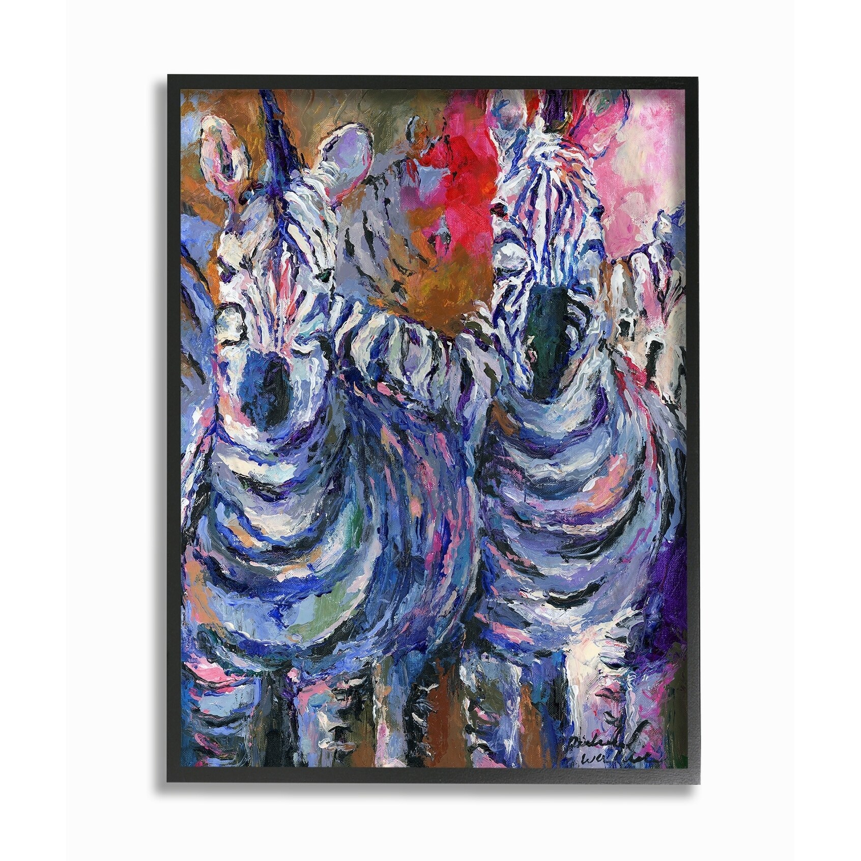 The Stupell Home Decor Collection Brightly Colored Rainbow Painted Zebra Herd Oversized Framed Giclee Texturized Art, 16 x 1.5 x 20