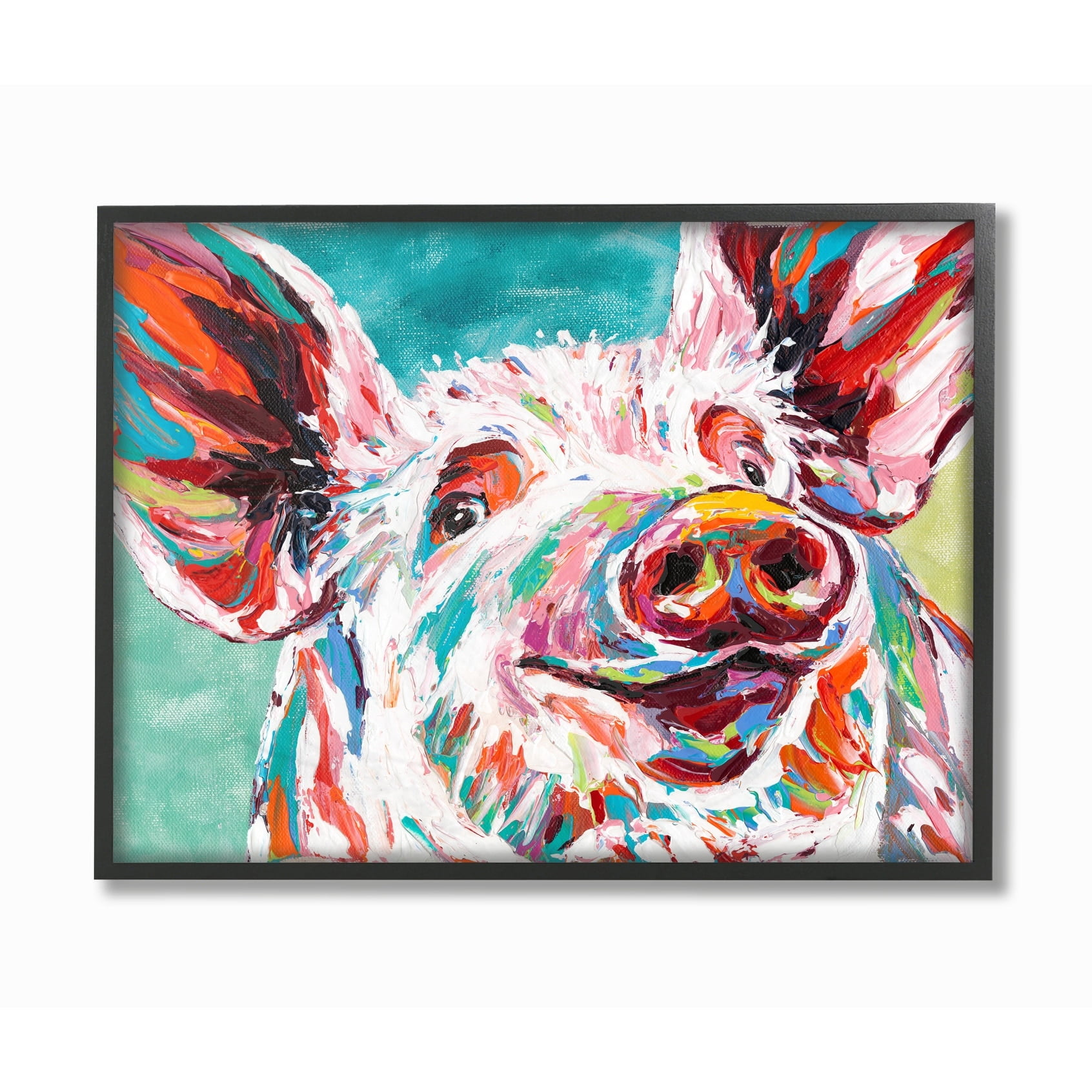 The Stupell Home Decor Collection Brightly Painted Pig Oversized Framed Giclee Texturized Art, 16 x 1.5 x 20