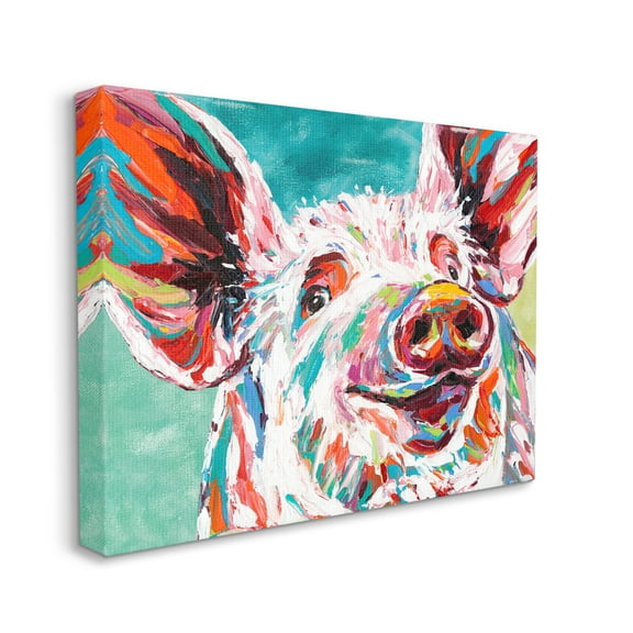 The Stupell Home Decor Collection Brightly Painted Pig Wall Art