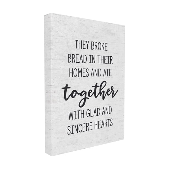 The Stupell Home Decor Collection Broke Bread and Ate Together Subtle Birch Typography Oversized Stretched Canvas Wall Art, 24 x 1.5 x 30