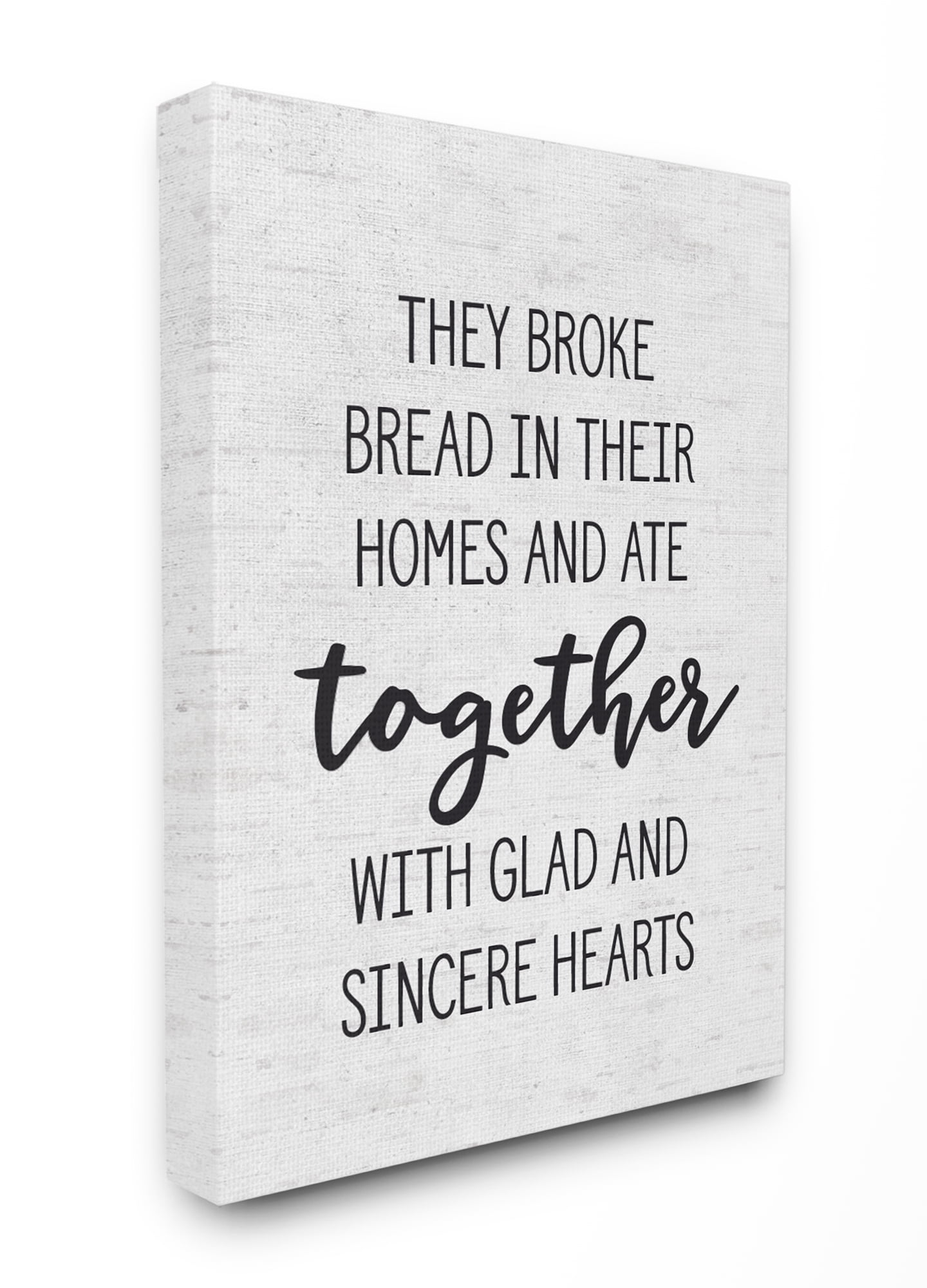The Stupell Home Decor Collection Broke Bread and Ate Together Subtle Birch Typography XXL Stretched Canvas Wall Art, 30 x 1.5 x 40