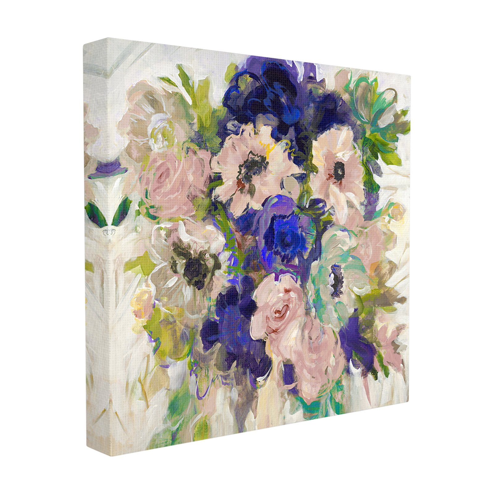 The Stupell Home Decor Collection Bushel of Painterly Soft Pink and Purple Flowers XL Stretched Canvas Wall Art, 30 x 1.5 x 30
