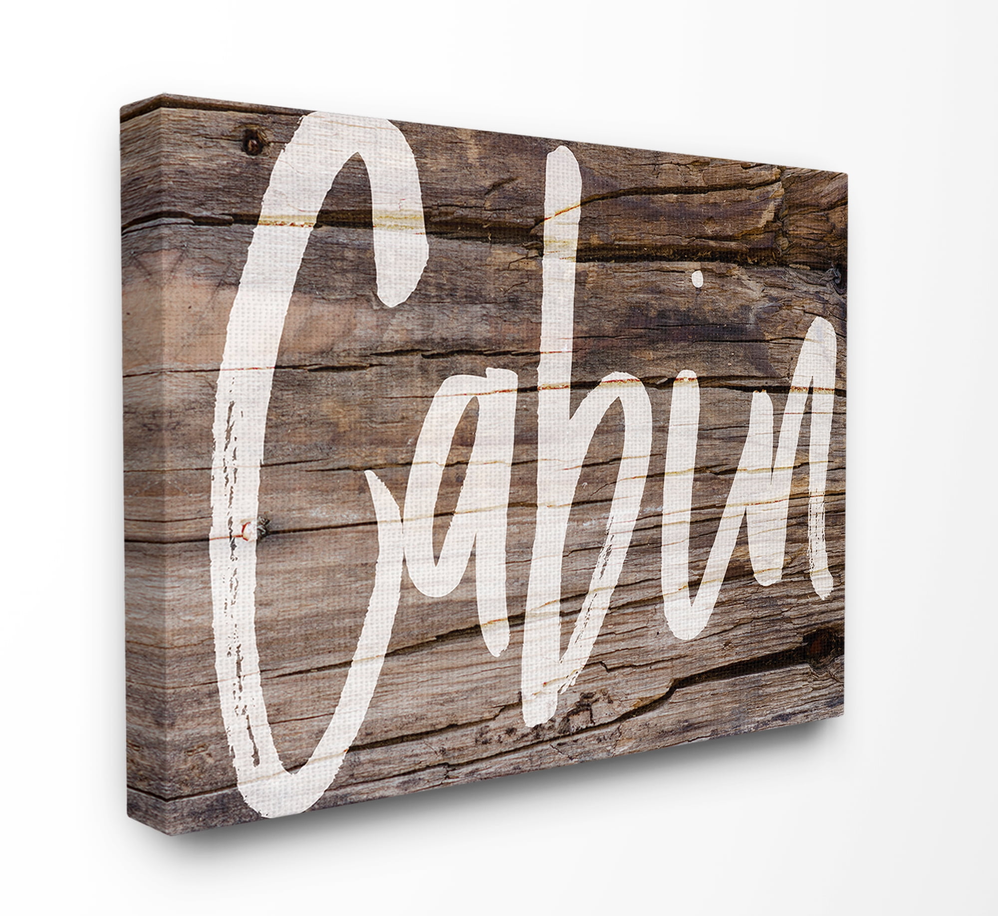 The Stupell Home Decor Collection Cabin Typography Wood Stretched Canvas Wall Art, 16 x 1.5 x 20