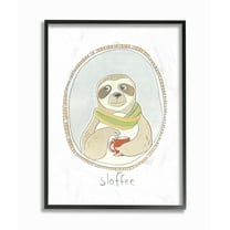 The Stupell Home Decor Collection Caffeinated Cutie Sloffee Sloth Funny Cartoon Coffee Framed Giclee Texturized Art, 11 x 1.5 x 14
