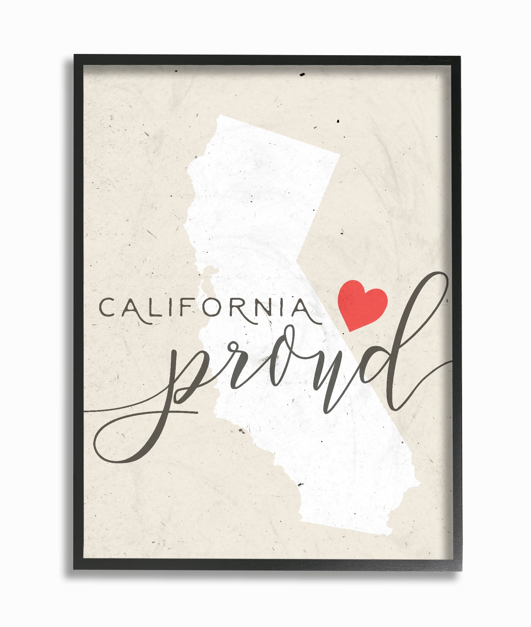 The Stupell Home Decor Collection California Proud with Heart Framed Giclee Texturized Art