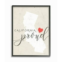 The Stupell Home Decor Collection California Proud with Heart Oversized Framed Giclee Texturized Art