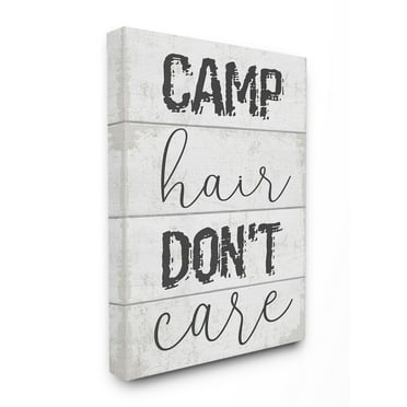 The Stupell Home Decor Collection Camp Hair Don’t Care Typography Planked Look Oversized Stretched Canvas Wall Art, 24 x 1.5 x 30