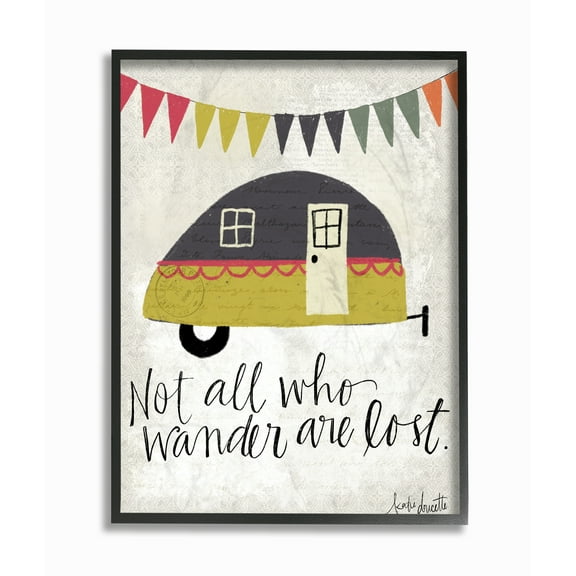 The Stupell Home Decor Collection Camper Wander Quote Typography Framed Giclee Texturized Art, 11 x 1.5 x 14