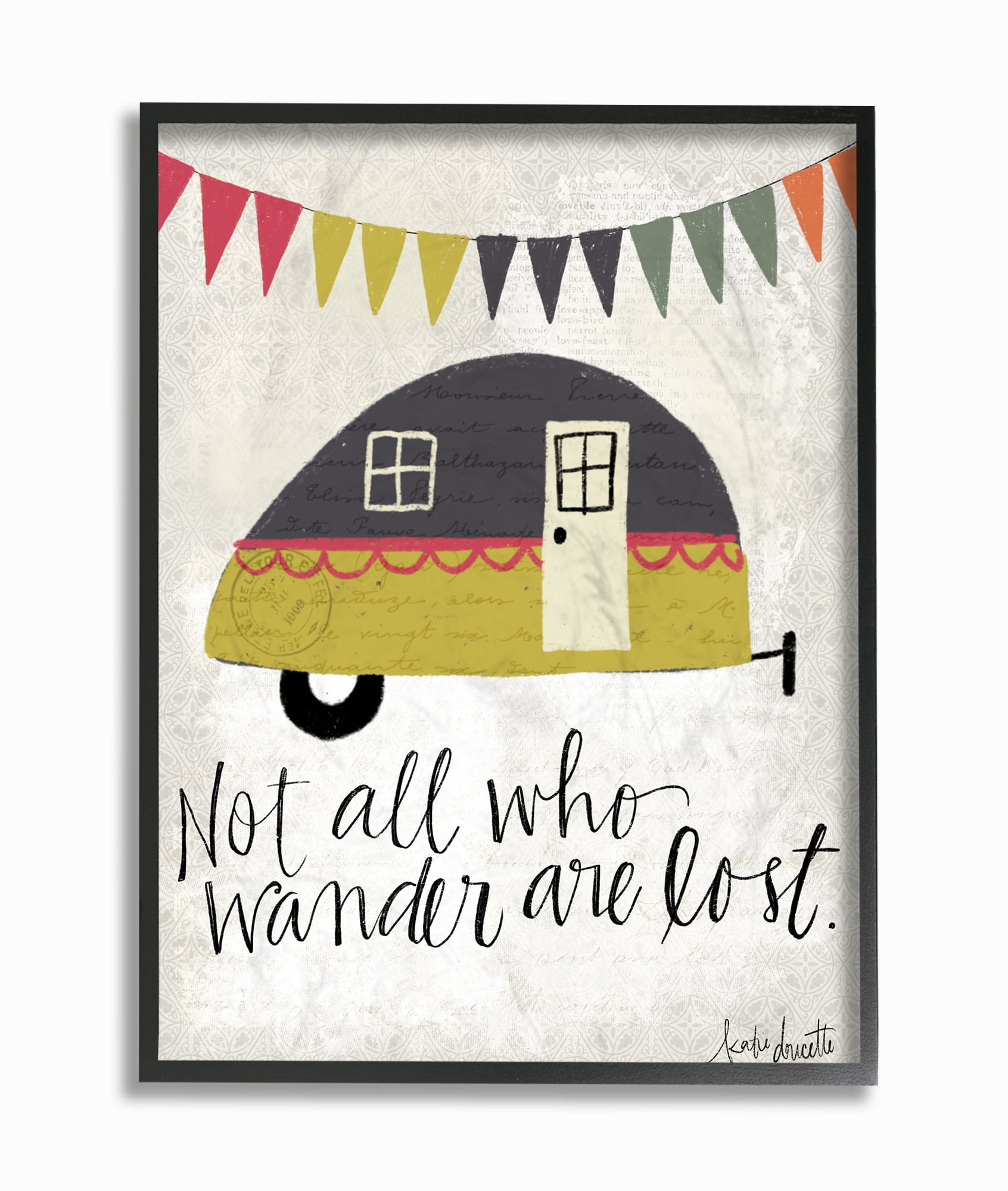 The Stupell Home Decor Collection Camper Wander Quote Typography Oversized Framed Giclee Texturized Art, 16 x 1.5 x 20