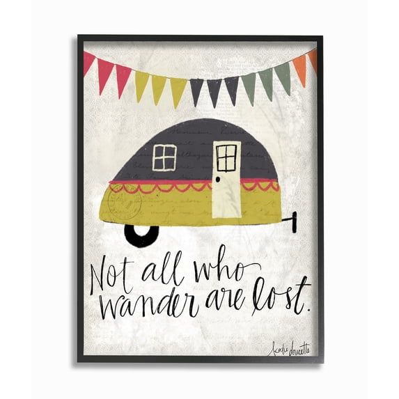 The Stupell Home Decor Collection Camper Wander Quote Typography Oversized Framed Giclee Texturized Art, 16 x 1.5 x 20