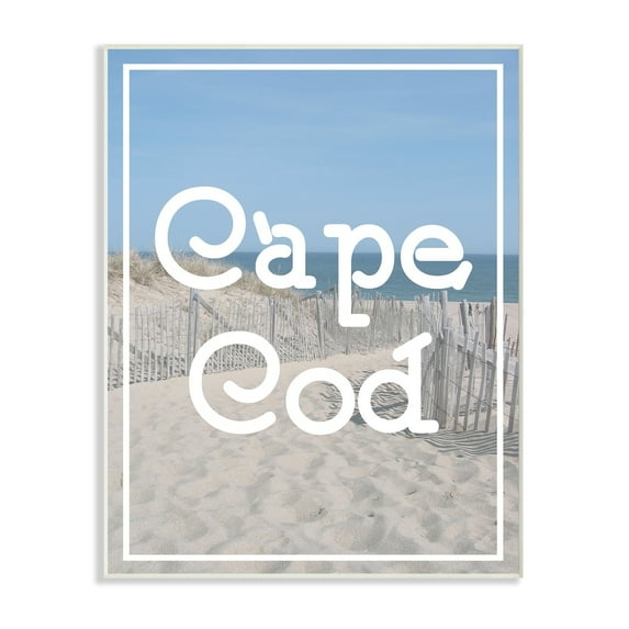 The Stupell Home Decor Collection Cape Cod Beach Typography Vintage Wall Plaque Art