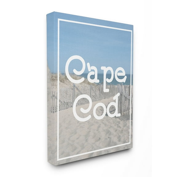 The Stupell Home Decor Collection Cape Cod Beach Typography Vintage XXL Stretched Canvas Wall Art