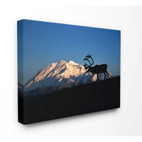 The Stupell Home Decor Collection Caribou in front of Mt. McKinley Canvas Wall Art