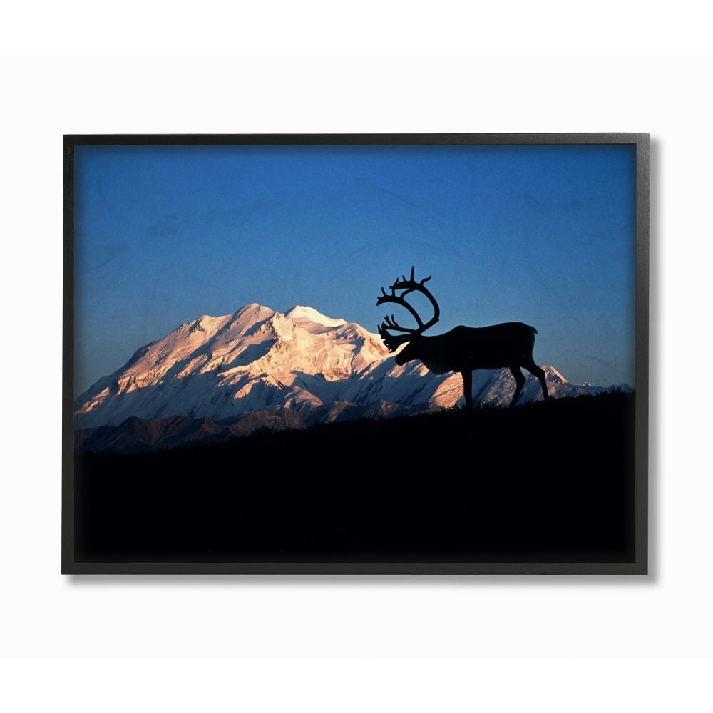 The Stupell Home Decor Collection Caribou in front of Mt. McKinley Framed Giclee Texturized Art
