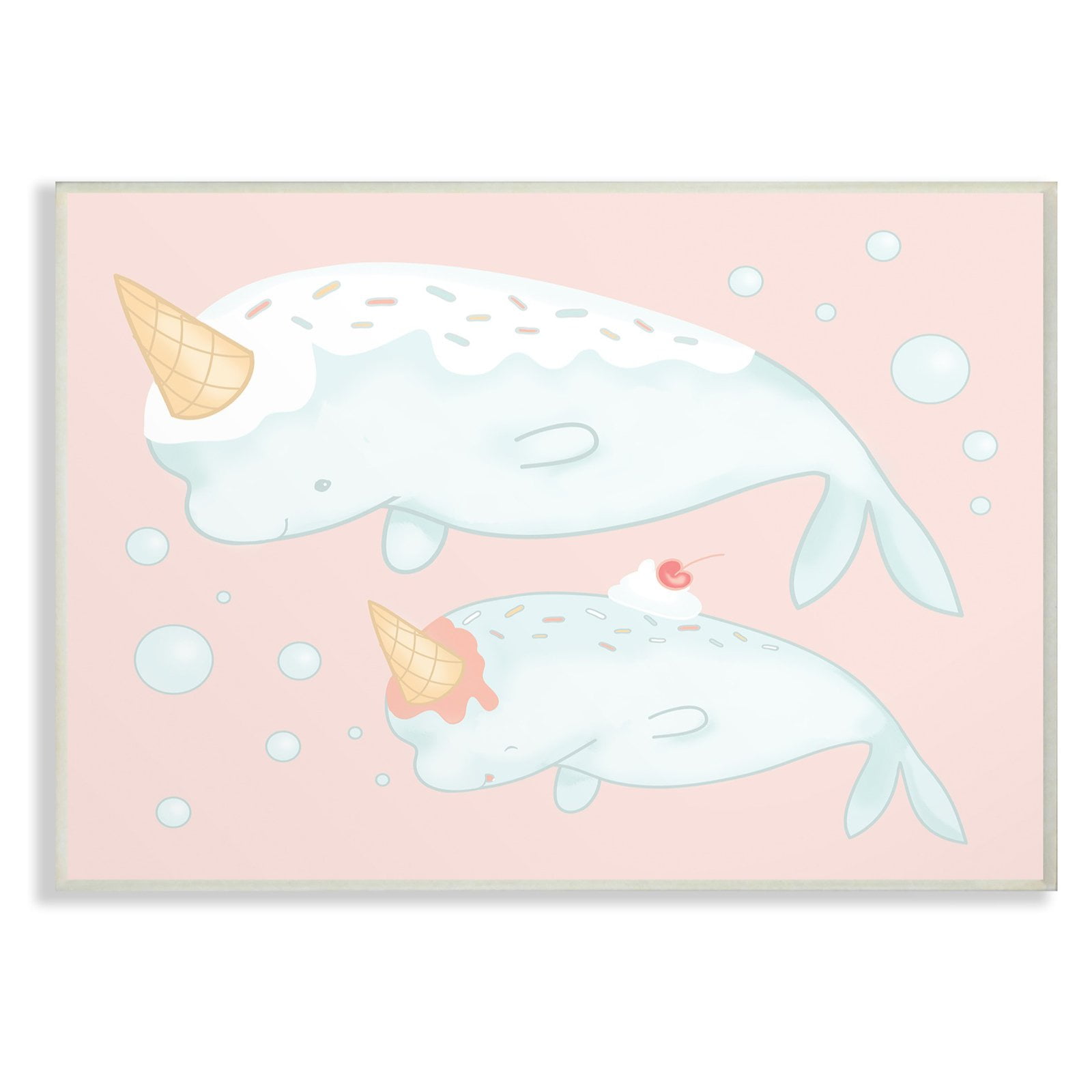 The Kids Room by Stupell Cartoon Ice Cream Cone Narwhals Wall Plaque Art, 10 x 0.5 x 15