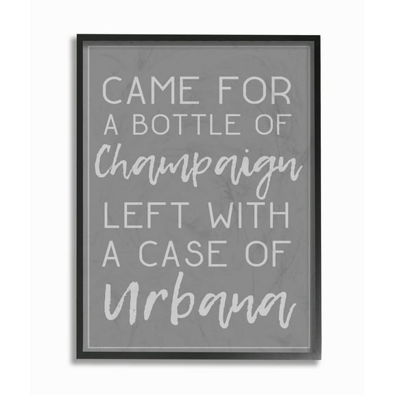 Stupell Champaign Urbana Dark Grey Typography Framed Giclee Texturized Art 16 x 20