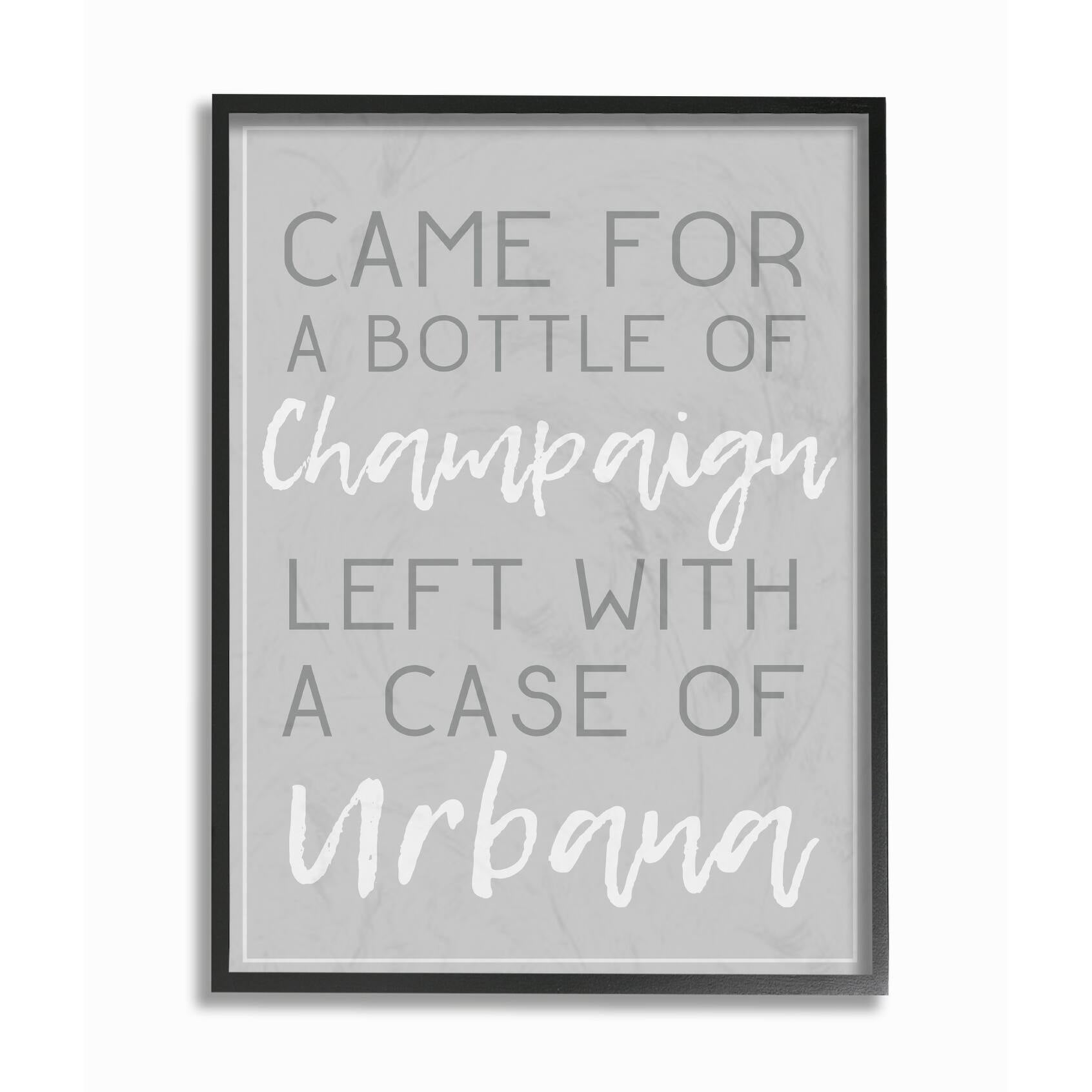 Stupell  Champaign Urbana Light Grey Typography Framed Giclee Texturized Art 11 x 14