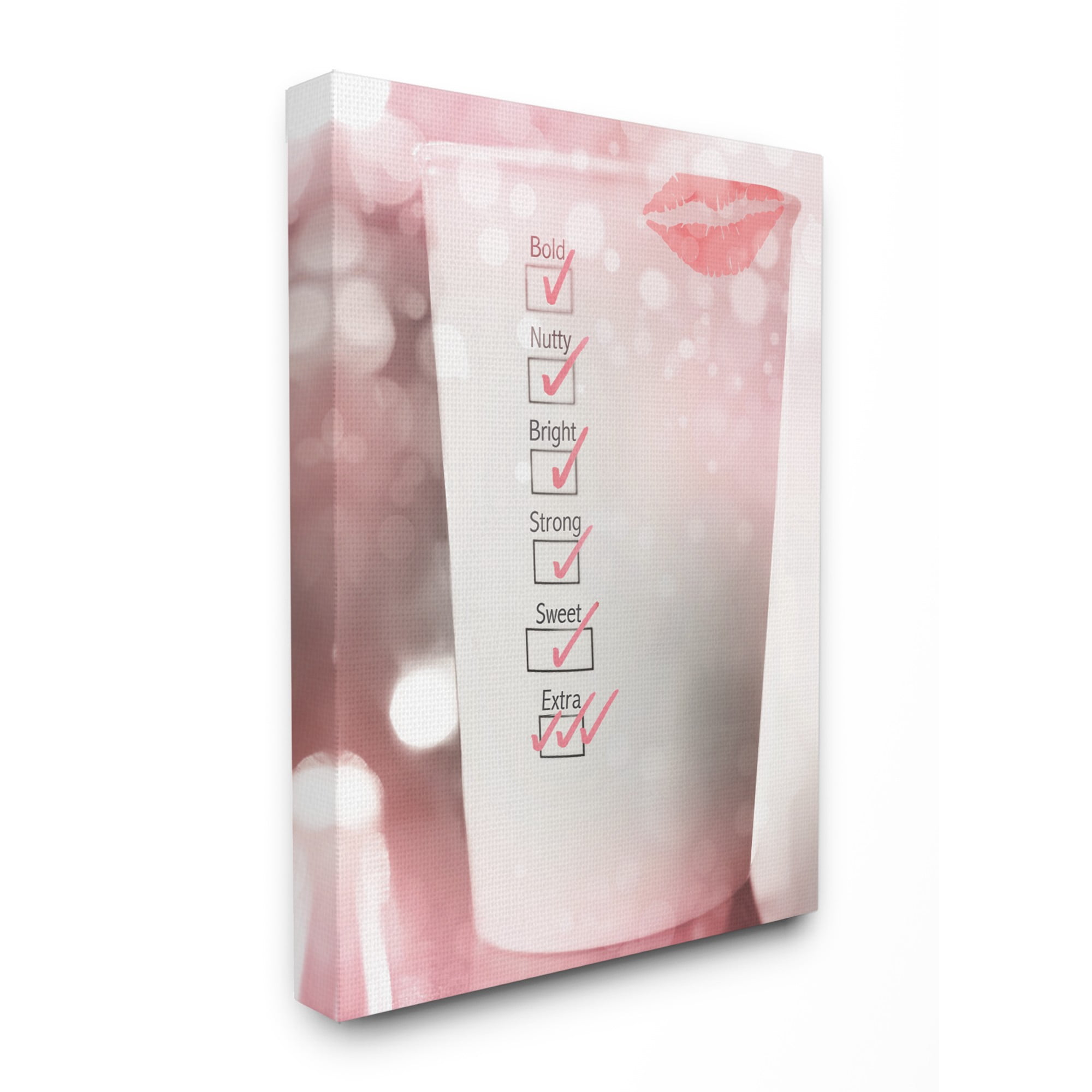 The Stupell Home Decor Collection Checking Off The Coffee Cup List Extra Pink Glam Stretched Canvas Wall Art, 16 x 1.5 x 20