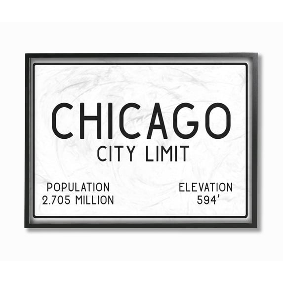 Stupell Chicago City Limit Framed Giclee Texture Art 16 x 20