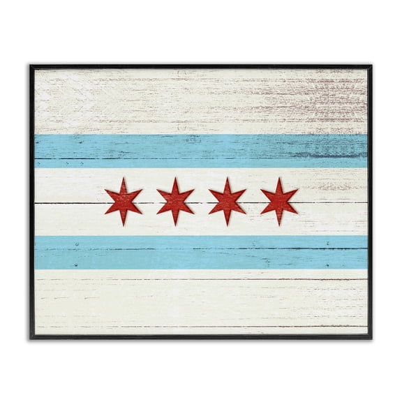 The Stupell Home Decor Collection Chicago Flag Distressed Wood Look Oversized Framed Giclee Texturized Art, 16 x 1.5 x 20