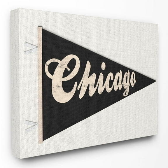 The Stupell Home Decor Collection Chicago Pennant Black Wall Art