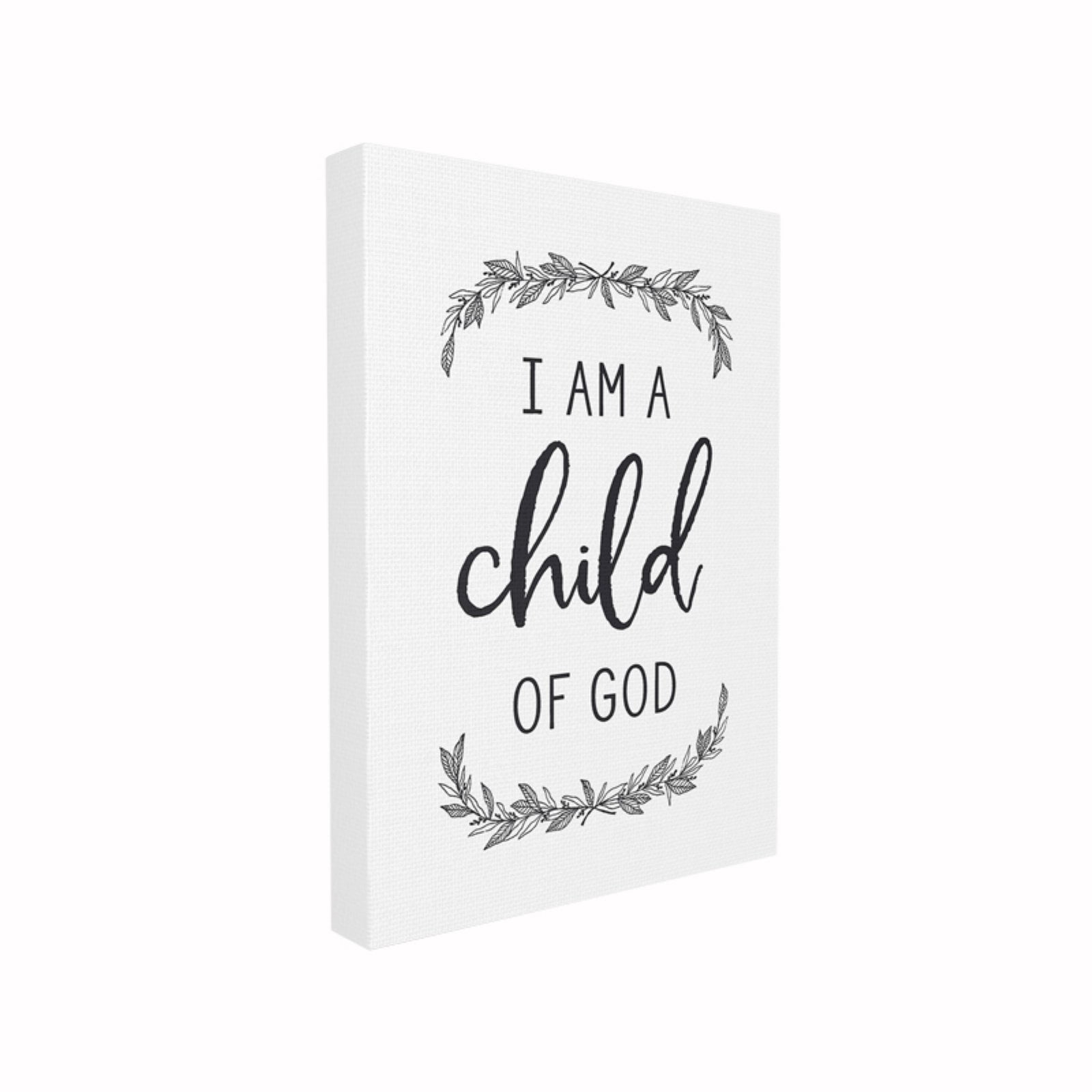 The Stupell Home Decor Collection Child Of God Black and White Leaves Typography XXL Stretched Canvas Wall Art, 30 x 1.5 x 40