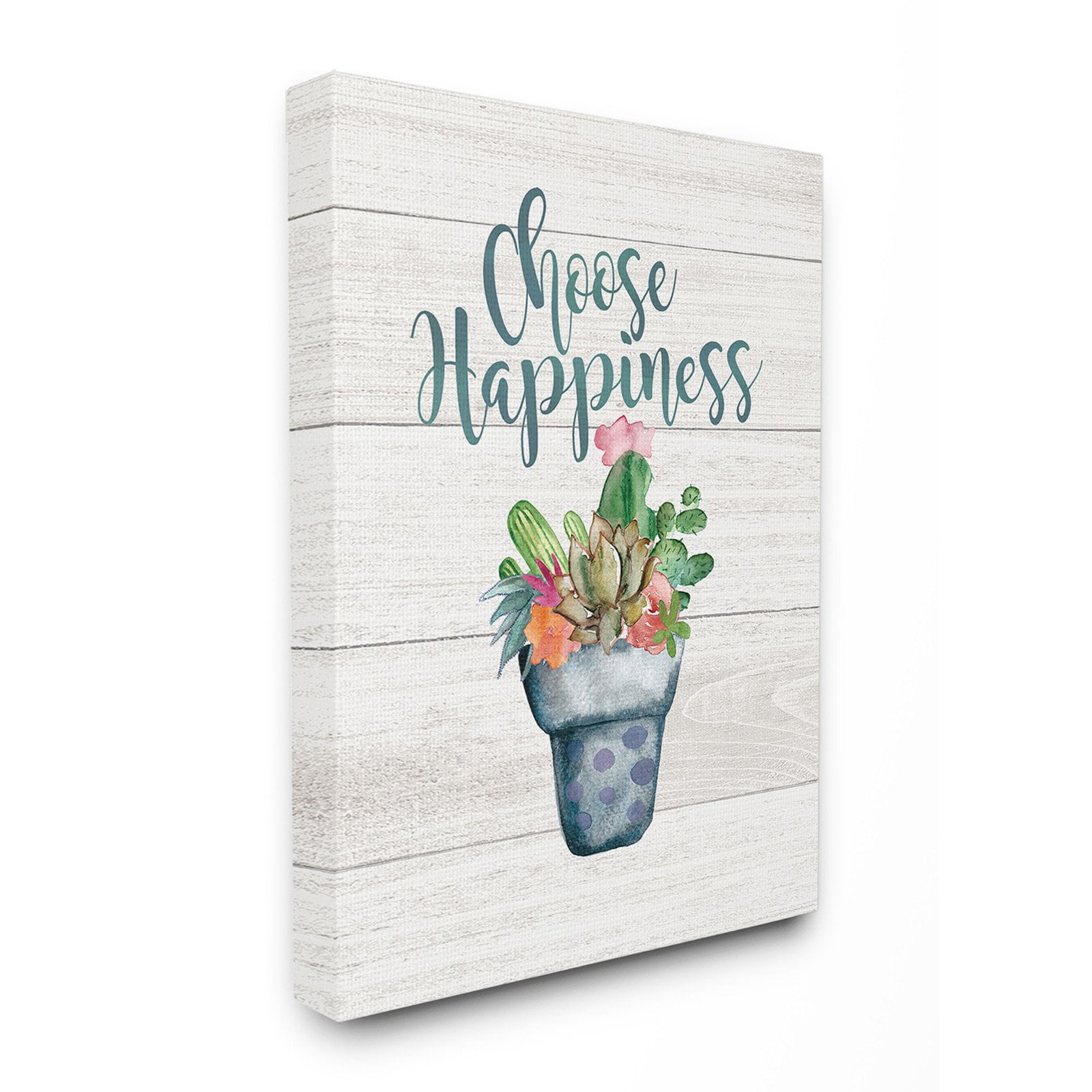 The Stupell Home Decor Collection Choose Happiness Cactus Wall Art