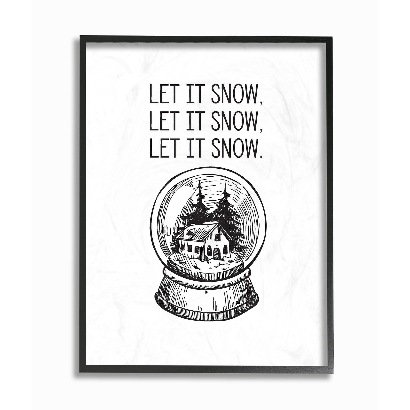 Stupell Christmas Let It Snow Globe Framed Giclee Texture Art 16 x 20