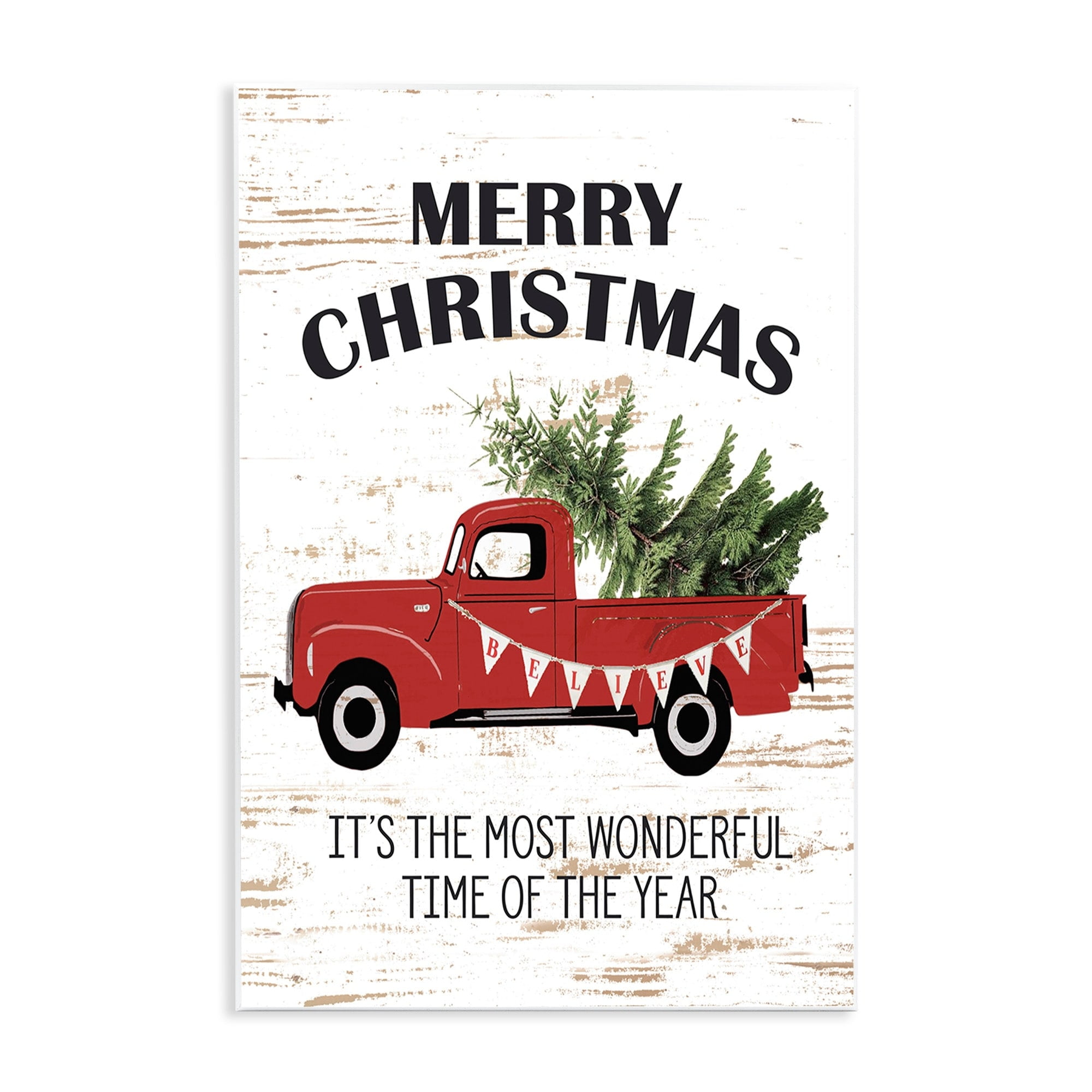 The Stupell Home Decor Collection Christmas Most Wonderful Time Vintage Truck Oversized Wall Plaque Art