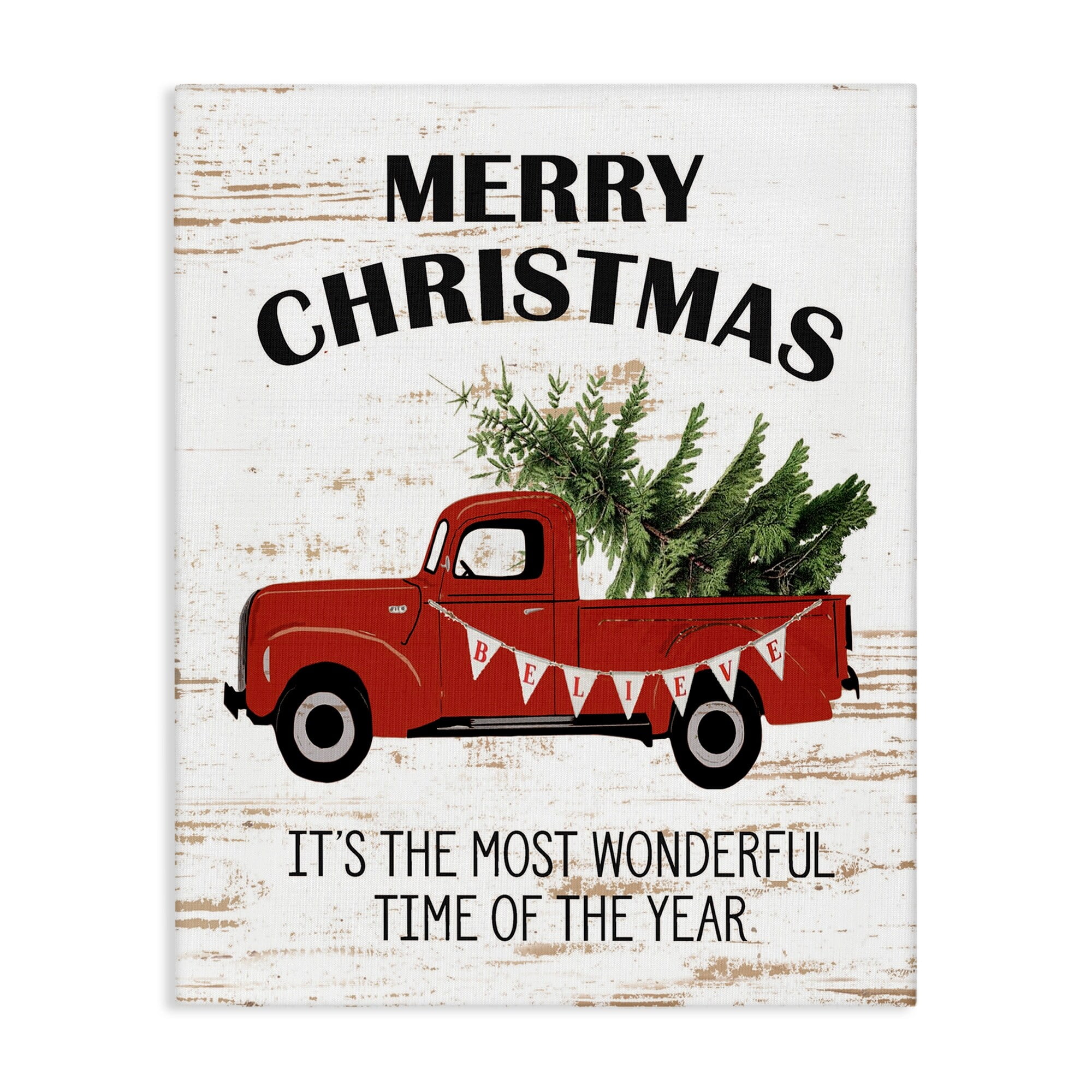Stupell Christmas Most Wonderful Vintage Stretched Canvas Wall Art - Multi-Color 24 x 30