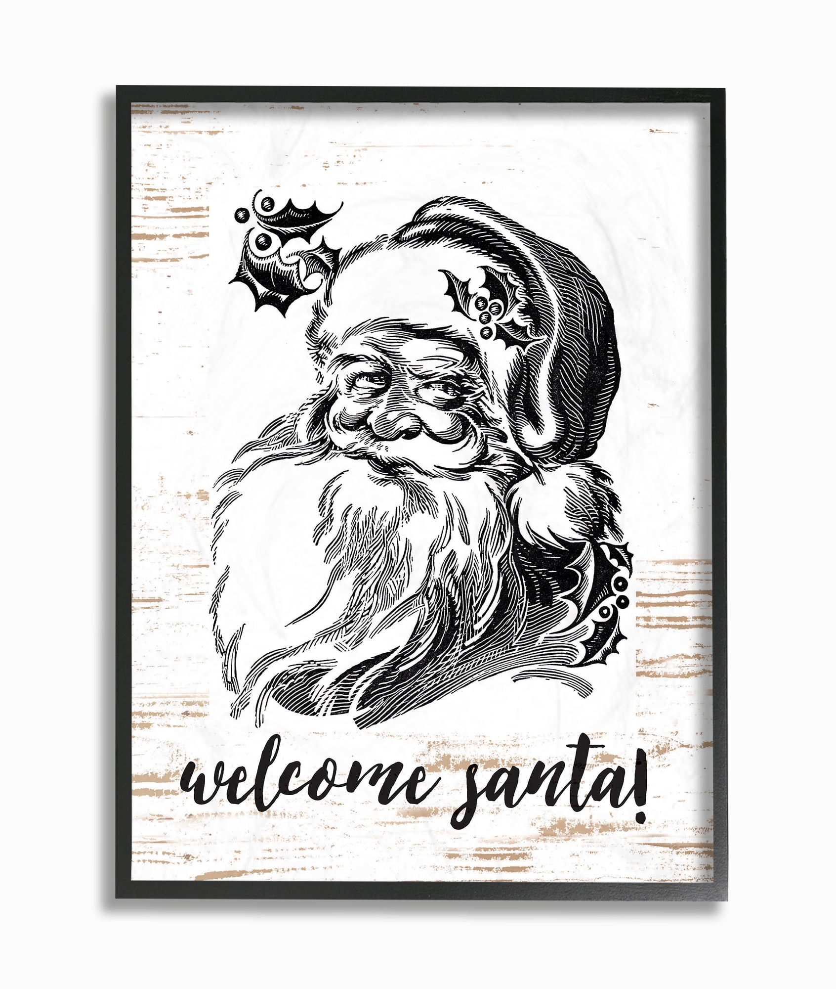 The Stupell Home Decor Collection Christmas Welcome Santa Farmhouse Framed Giclee Texturized Wall Art