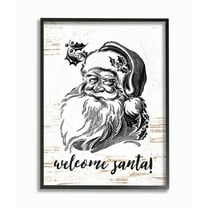 Stupell Christmas Welcome Santa Farmhouse Framed Giclee Texture Art 11 x 14