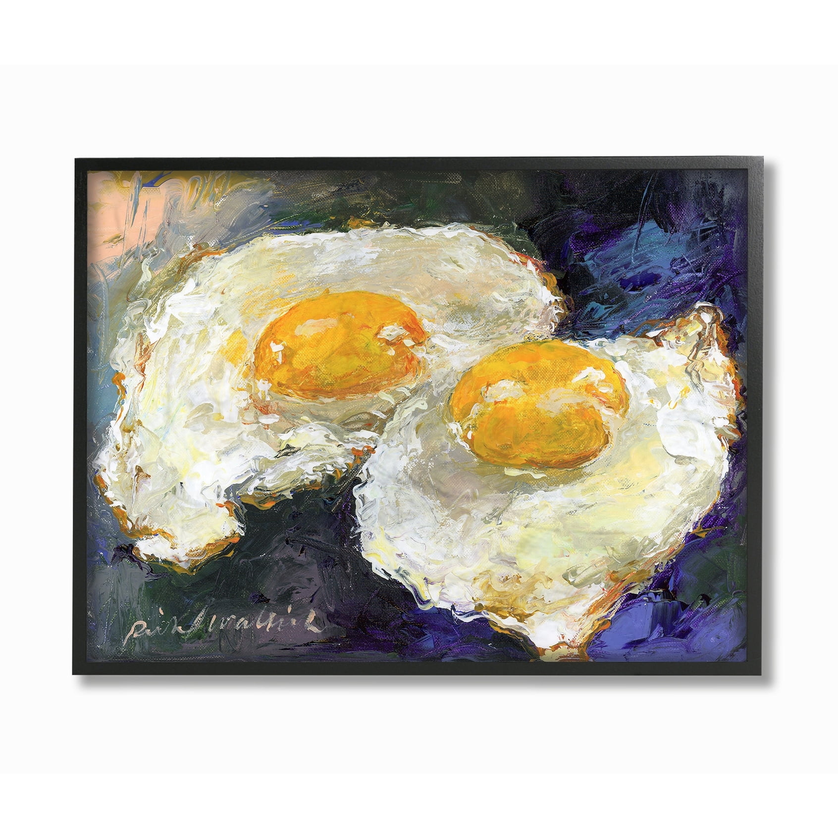 The Stupell Home Decor Collection Classic Sunny Side Up Fried Eggs Still Life Food Painting Oversized Framed Giclee Texturized Art, 16 x 1.5 x 20