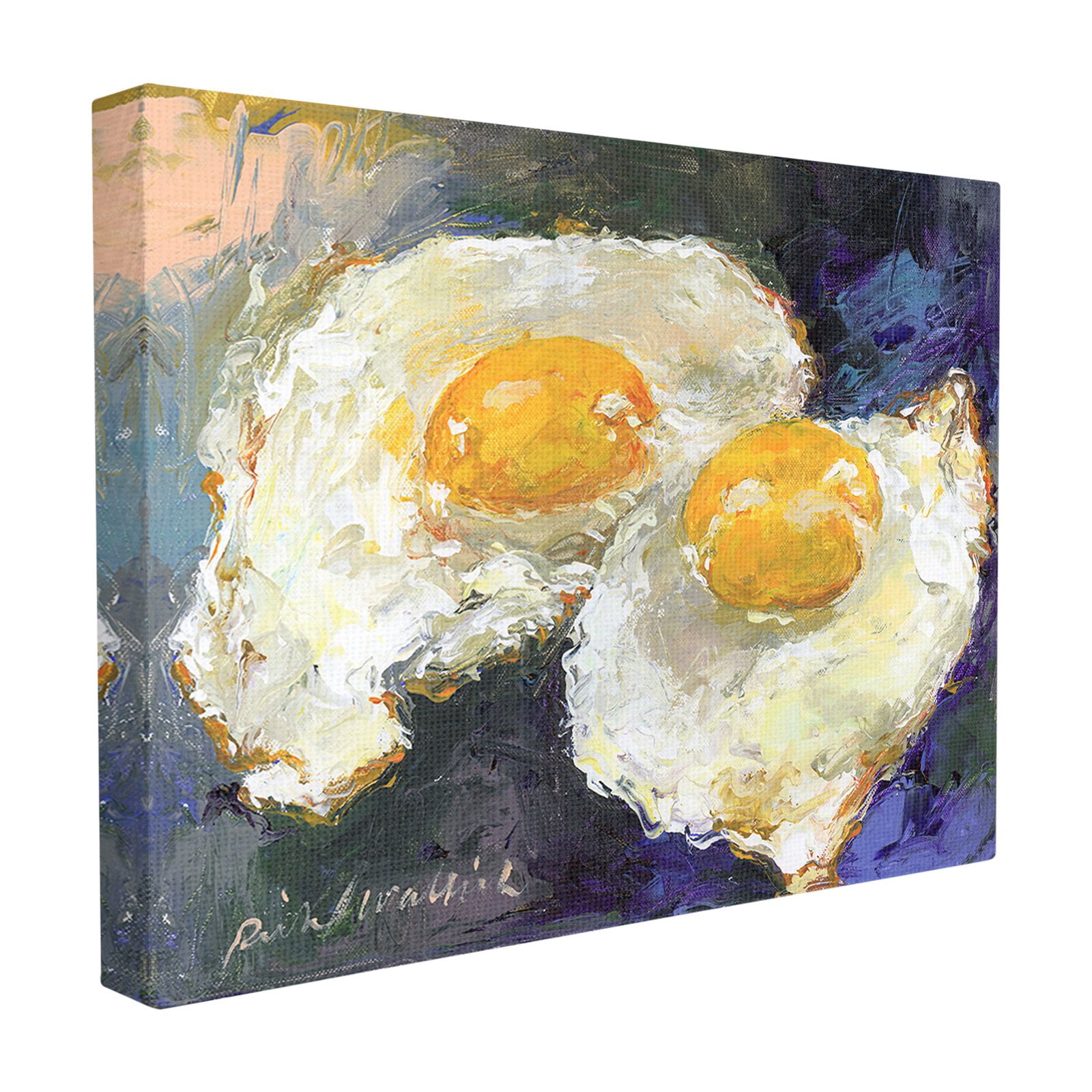The Stupell Home Decor Collection Classic Sunny Side Up Fried Eggs Still Life Food Painting Oversized Stretched Canvas Wall Art, 24 x 1.5 x 30