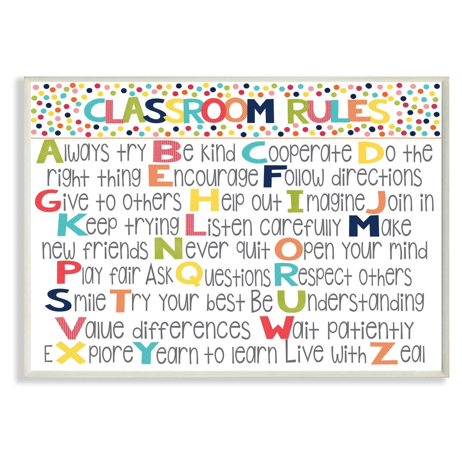 The Stupell Home Decor Collection Classroom Rules Wall Plaque Art